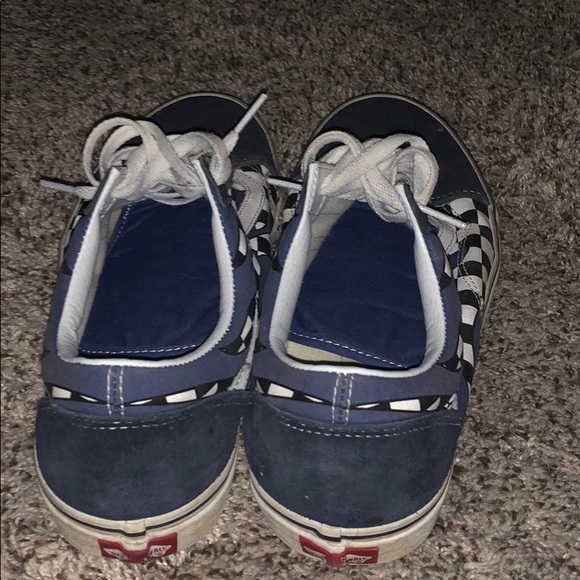 Vans Old Skool Checkerboard Navy and White Flames - Picture 3 of 3